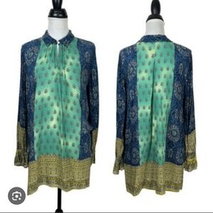 Uncle Frank Elegant Blue and Green Women's Top_Small